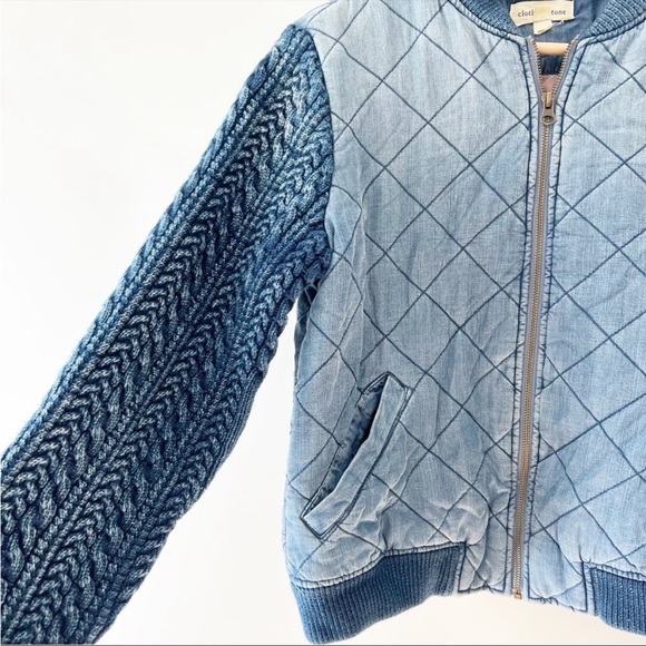 RELISTED Anthropology Cloth & Stone Bomber Jacket Quilted Chambray Braided - Picture 10 of 15